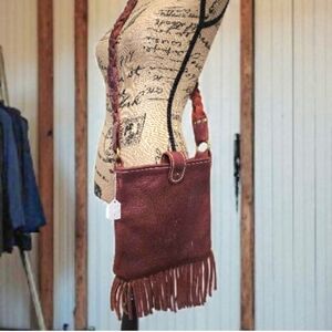 Brown Bison Fringe Shoulder Bag
